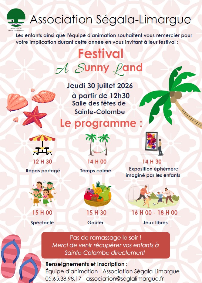 Centres de Loisirs - Festival A Sunny Land le 30/07