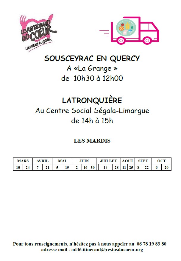 Calendrier des Restos du Coeur