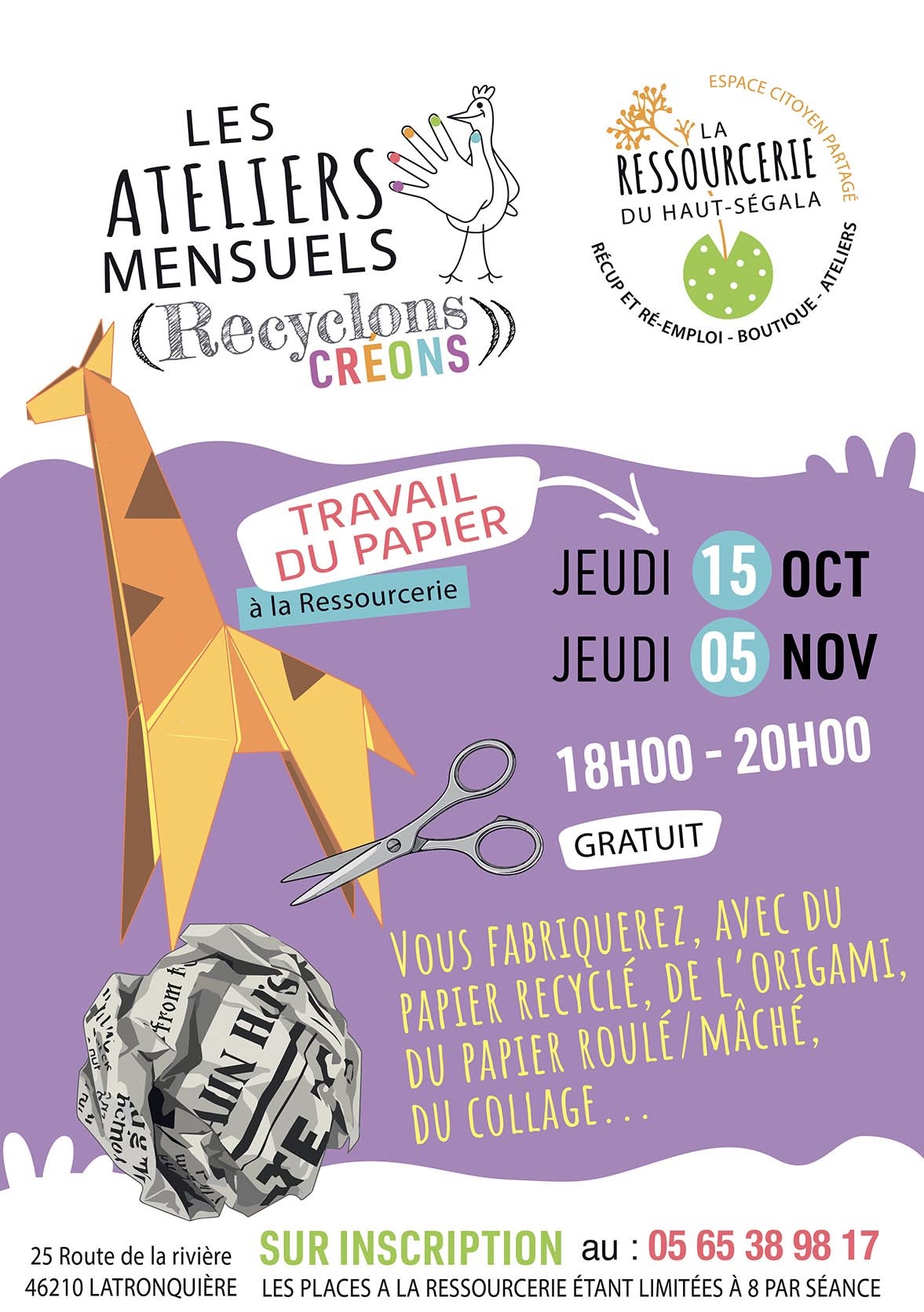 Ateliers Travail du Papier à la Ressourcerie