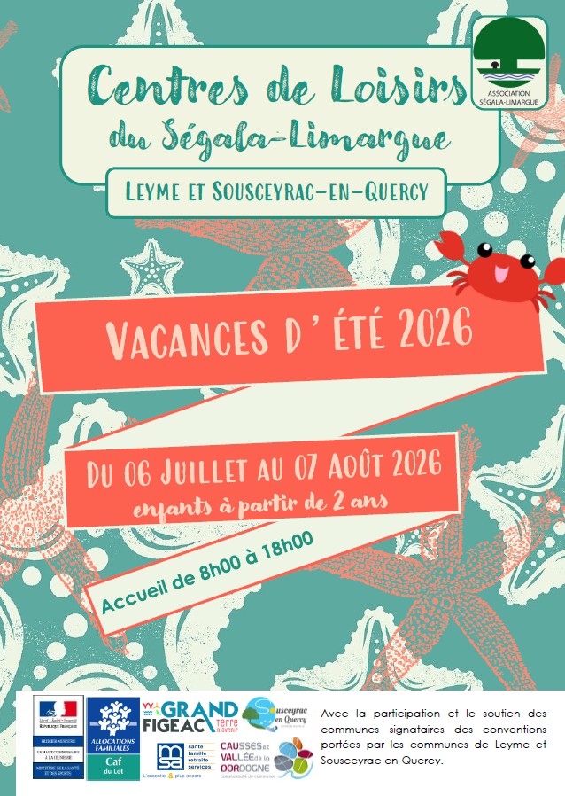 Programme des Vacances d'été aux Centres de Loisirs de Leyme et Sousceyrac-en-Quercy