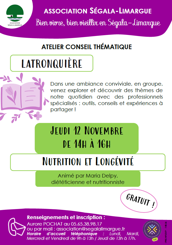 Atelier conseil sur la thématique nutrition et longévité